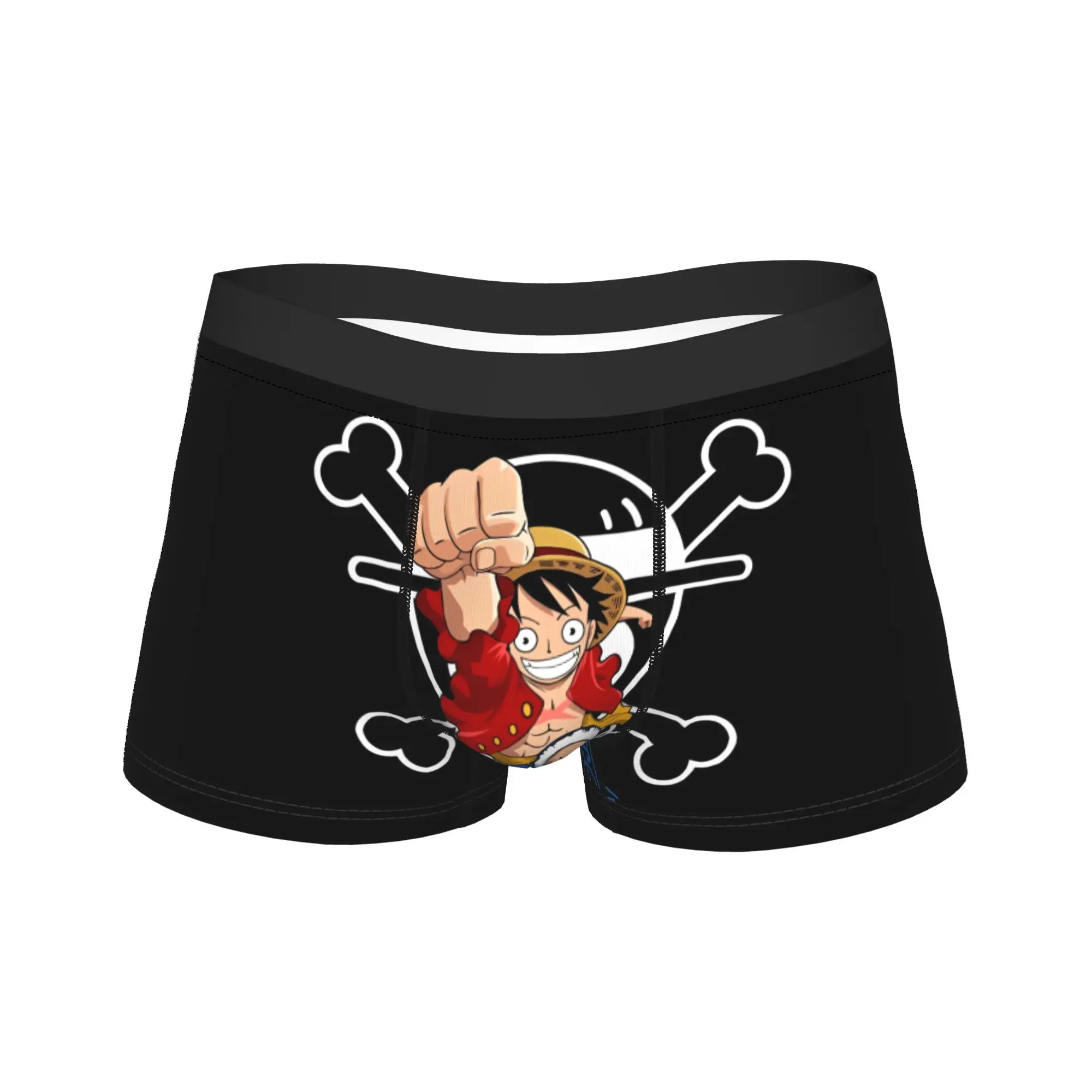 Men One Piece Luffy Manga Boxer Briefs Shorts Panties Mid Waist Underwear  Homme Fashion Plus Size Underpants
