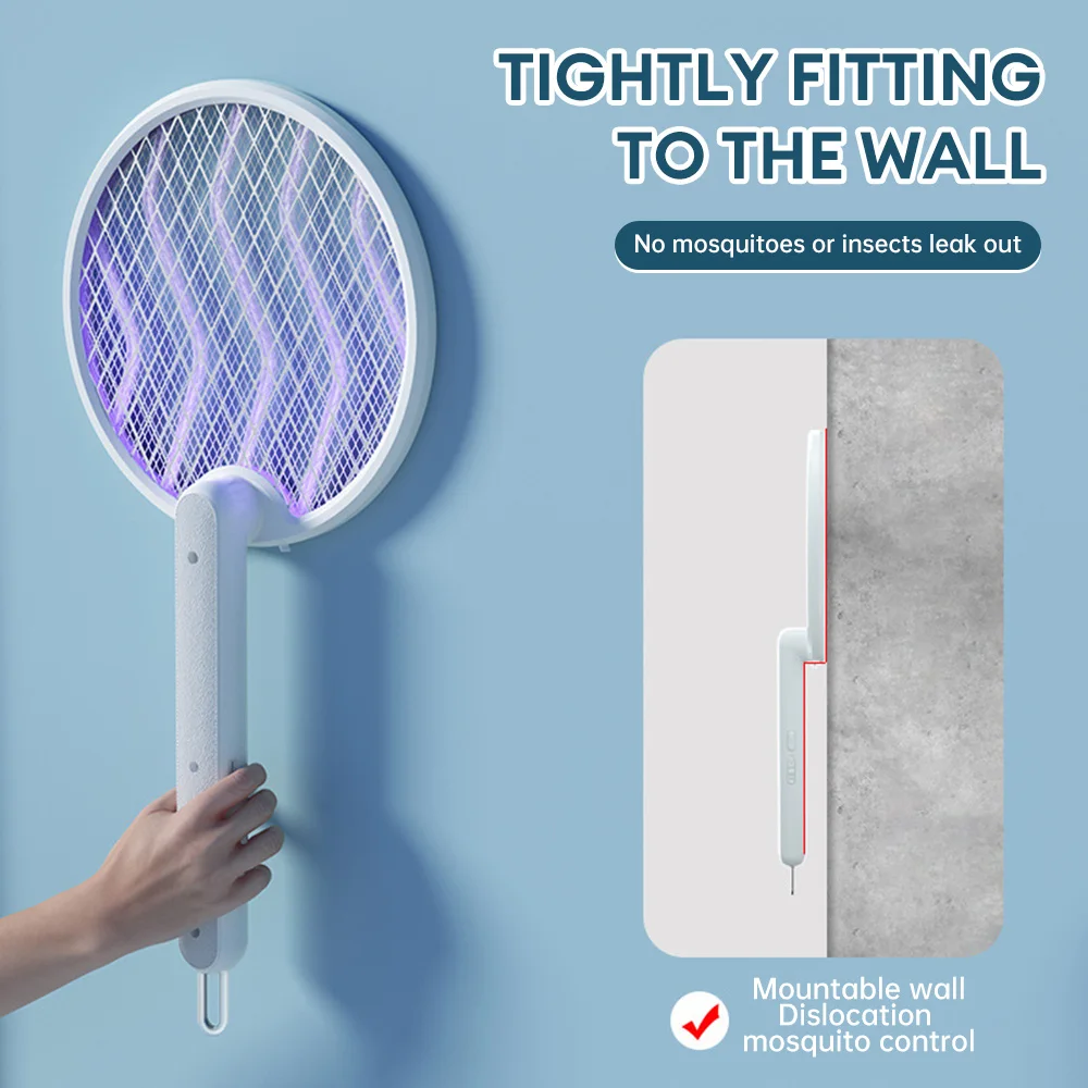 Portable Electric Mosquito Racket Mosquito Killer Lamp USB Rechargeable Foldable Mosquito Swatter Bug Zapper Mosquito Racket