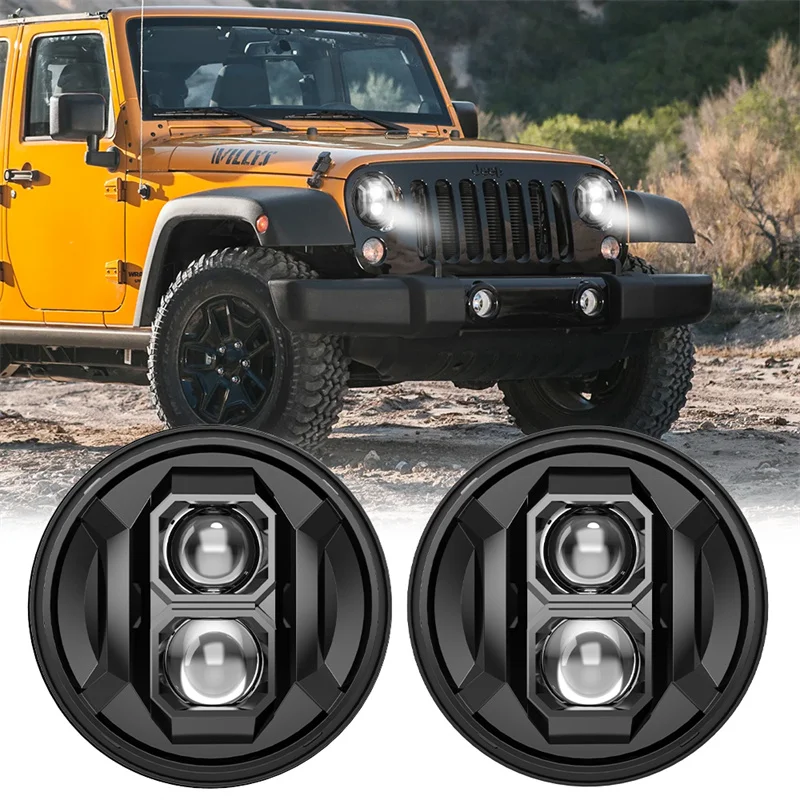 

2x Car 7inch Led Headlight Hi-Lo For Jeep JK TJ OffRoad Defender Hummer 4x4 Suzuki Samurai Headlamp 7inch H4 Led Driving Lights