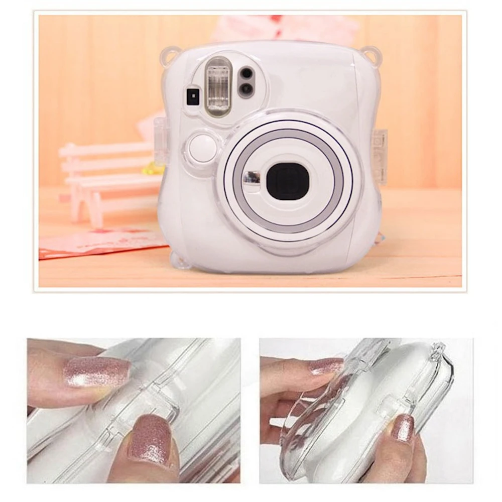 Instax Mini 25/26+ Transparent Case Crystal Case Camera Protective Case with Strap CAA06