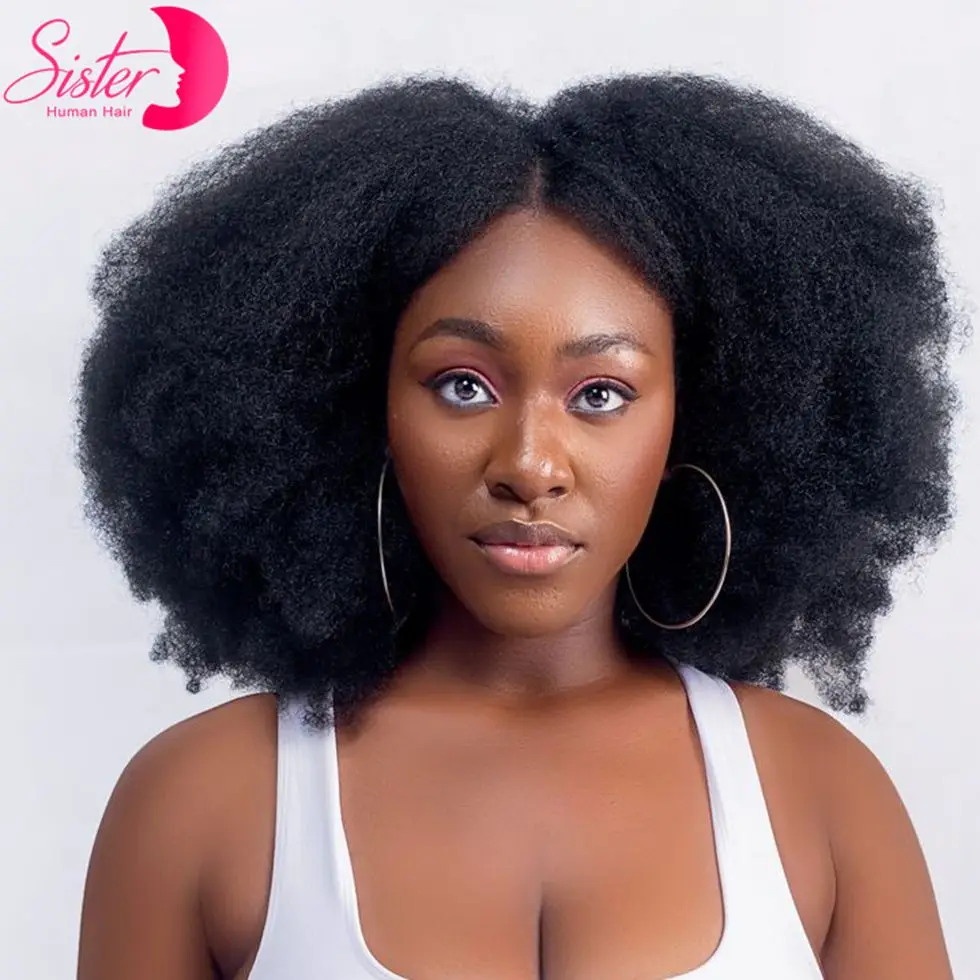 Короткие афро парики с плотностью 350% 4x4 ace Closure Kinky Afro Wigs Bouncy Curly Bob Human Hair Wigs Натуральная линия волос для чернокожих женщин