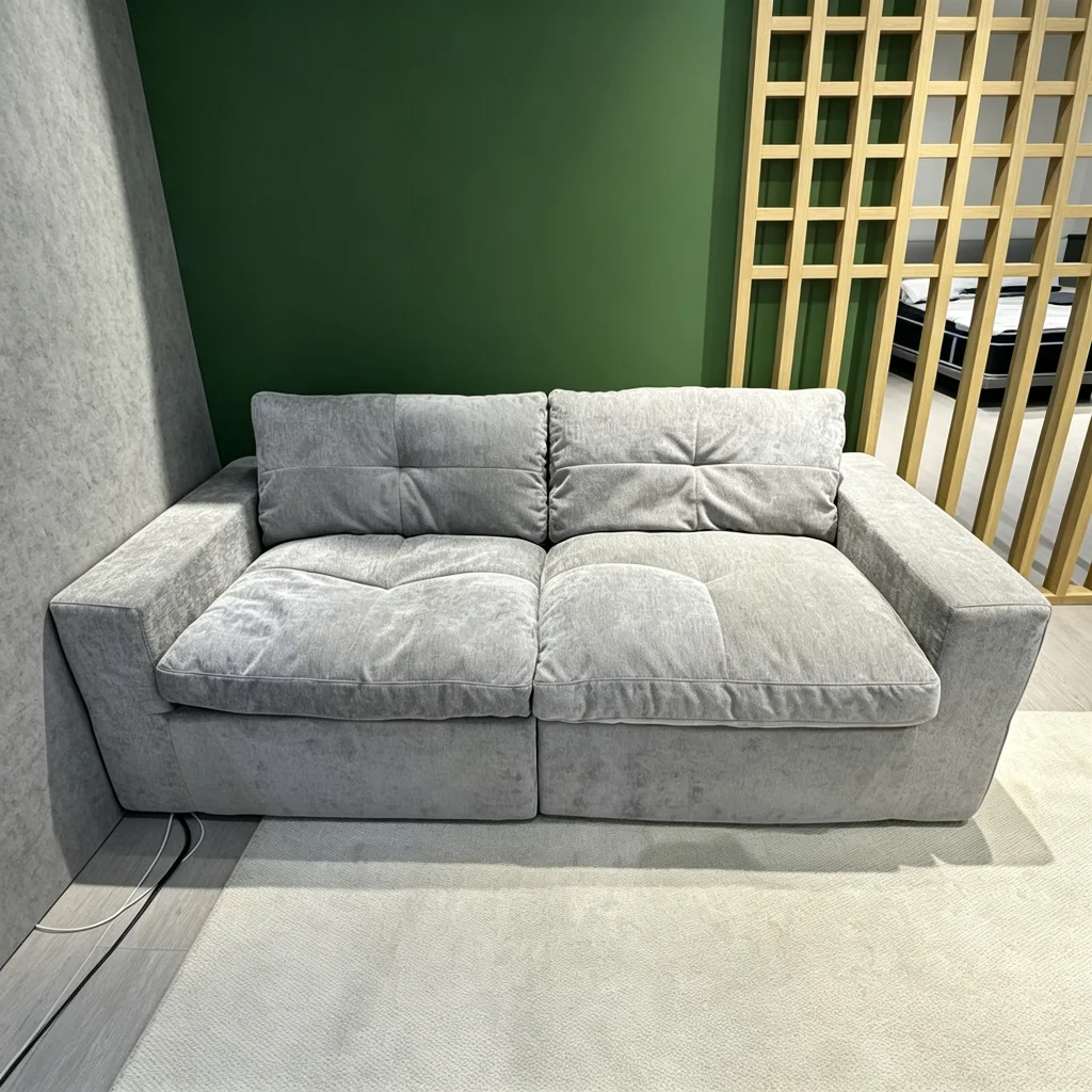Back Cushion Compressed Sofa Modular L Shape Vacuum Packed Grid Tufted Living Room Furniture OEM