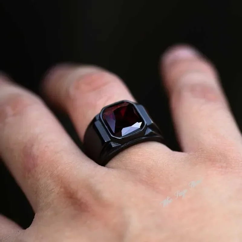 Vintage Black Red New Fashion Hand Ornament Punk Hip Hop Personality Men's Ring Gift for Men and Women Кольцо С Эмалью