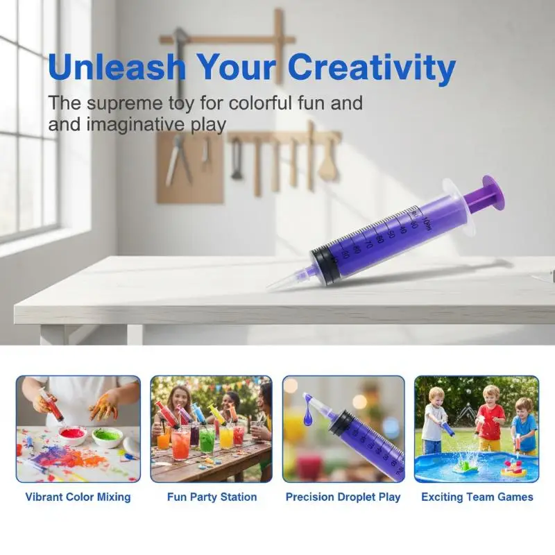 Professional Industrial Syringe 60ml 100ml Colored Push-Rod Ring for Glue Injection, Adhesive Dispensing & Factory Use