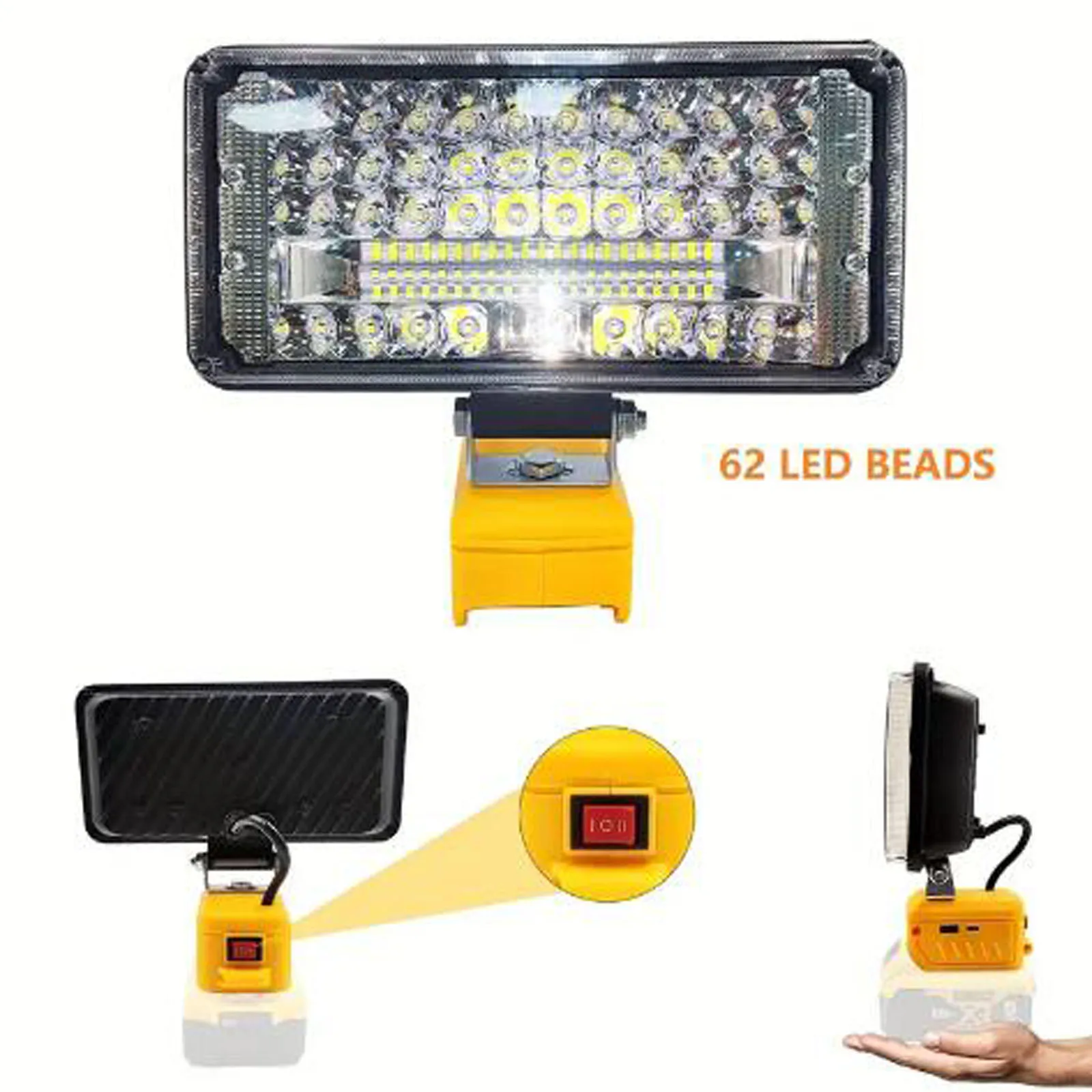 Handheld LED Work Light Compatible With Dewalt Battery, 62 LED Light Beads,for Outdoor, Studio, Garage, Camping(Tool Only)