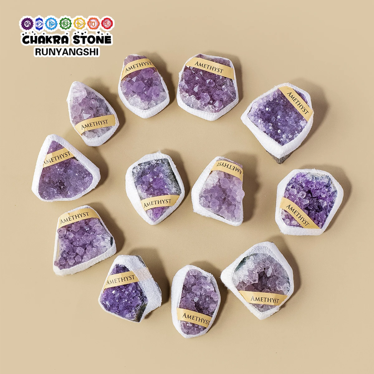 5pcs Natural Amethyst Cluster Rough Mineral Specimen, Amethyst Geode Slice Cornucopia, Healing & Cleansing, Home Decor Ornament