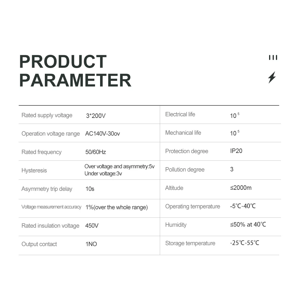 Din Rail 3 Phase Voltage Relay 380V Voltmeter Ammeter over and Under Voltage Monitor Relays Protector 100A