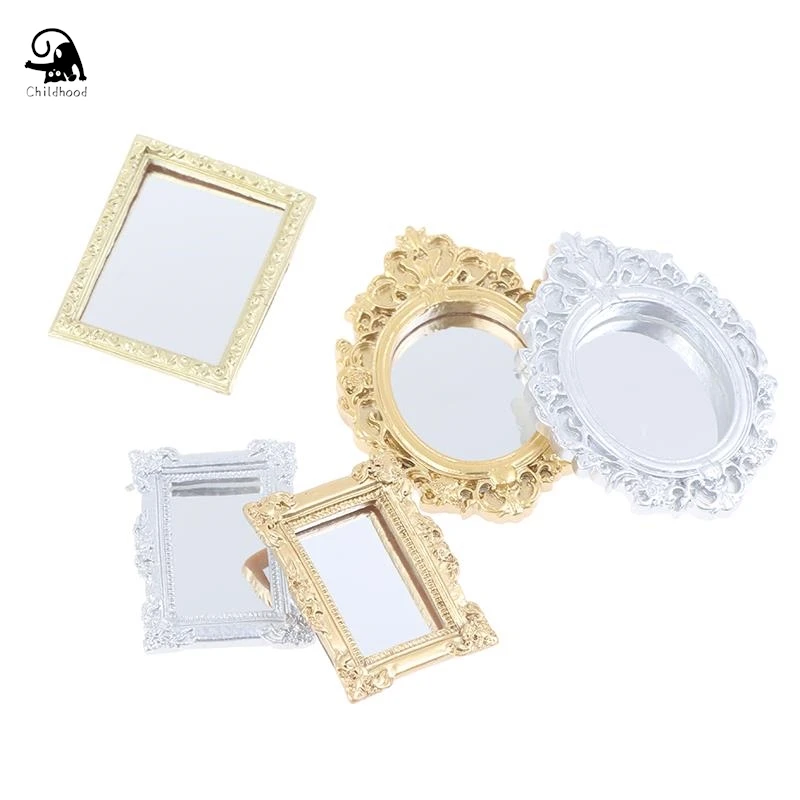 1/12 Dollhouse Miniature Frame Accessories Furniture Miniature Mirror Wall Room Mirror Doll House Mirror