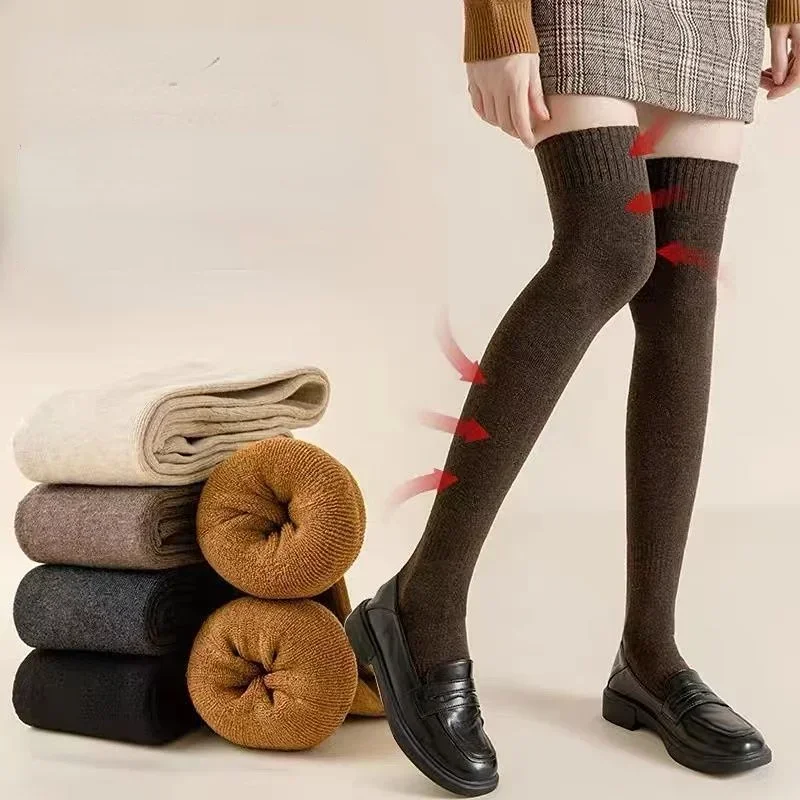 1 Pairs Over The Knee Calf Socks Stockings for Women Pressure Hosiery High Tube Girls Thick Warm Winter Socks Stockings