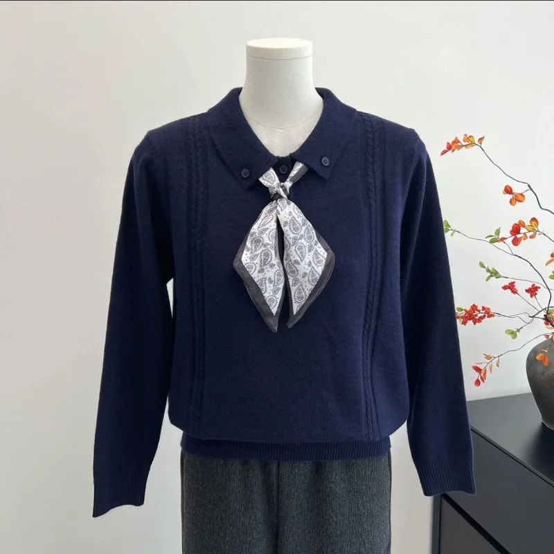 

Модный и модный вязаный свитер для женщин осеннего темперамента, универсальный базовый топ