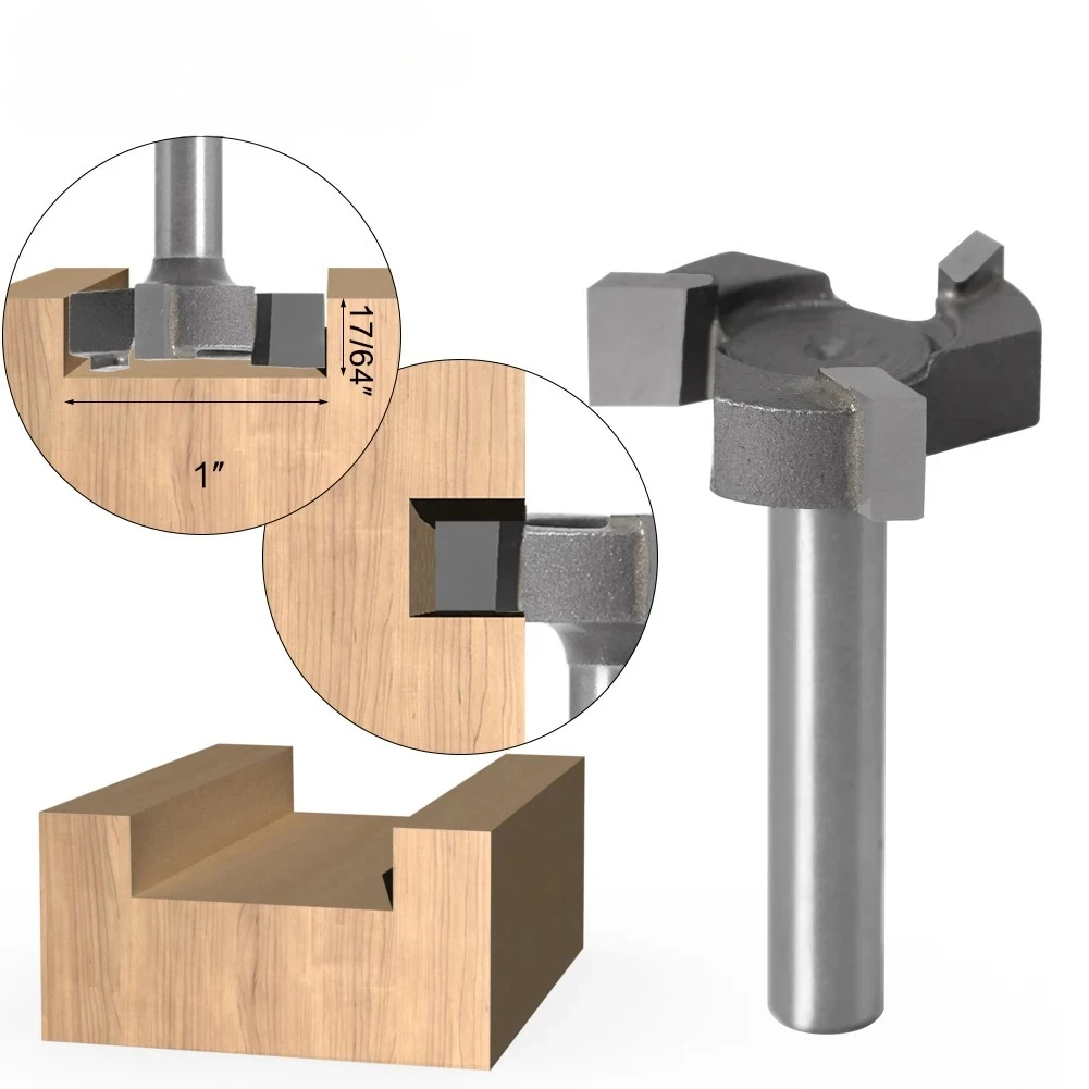 

6mm Shank 1/4″Shank 3 teeth T-Slot Router Bit Milling Straight Edge Slotting Milling Cutter Cutting Handle for Wood Woodwork