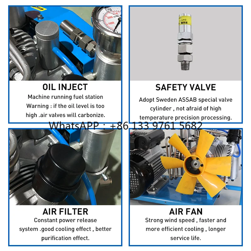 Made in China 300bar 220V/230V/380V 2.2KW   Screw Air Compressor Cheap PCP Air Compressor for Industrial