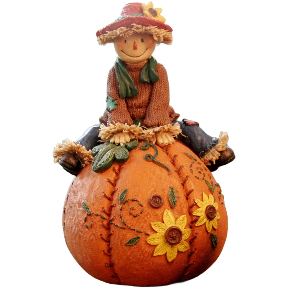 Autumn Harvest Resin Scarecrow Girl Pumpkin for figurine for Home Decor Tabletop Display 7x7.5x14cm Indoor Decoration