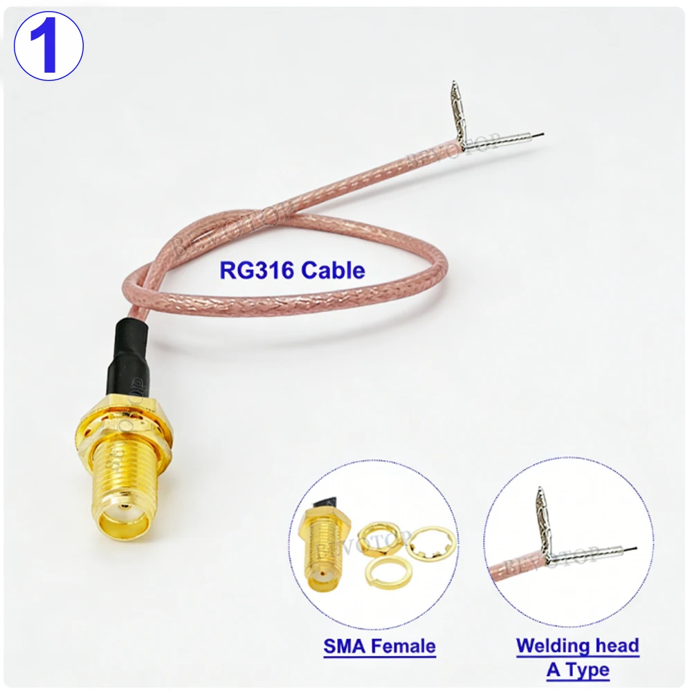 10Pcs/Lot Single End SMA Male/Female to PCB Soldering Pigtail RG316 Cable WIFI Wireless Router GPS GPRS Low Loss Wire Connector