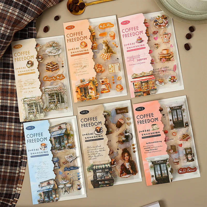 20pcs/1lot Kawaii Scrapbook Stickers Autumn Language Collection Junk Journal Gold Planner Stationery Sticker Planner Decorative