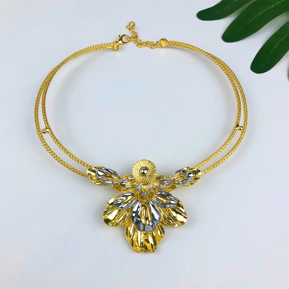 ESALE Brazilian Simple Style African Bride Light Weight Colorful Necklace Latest Luxury Jewelry Set For Women Party
