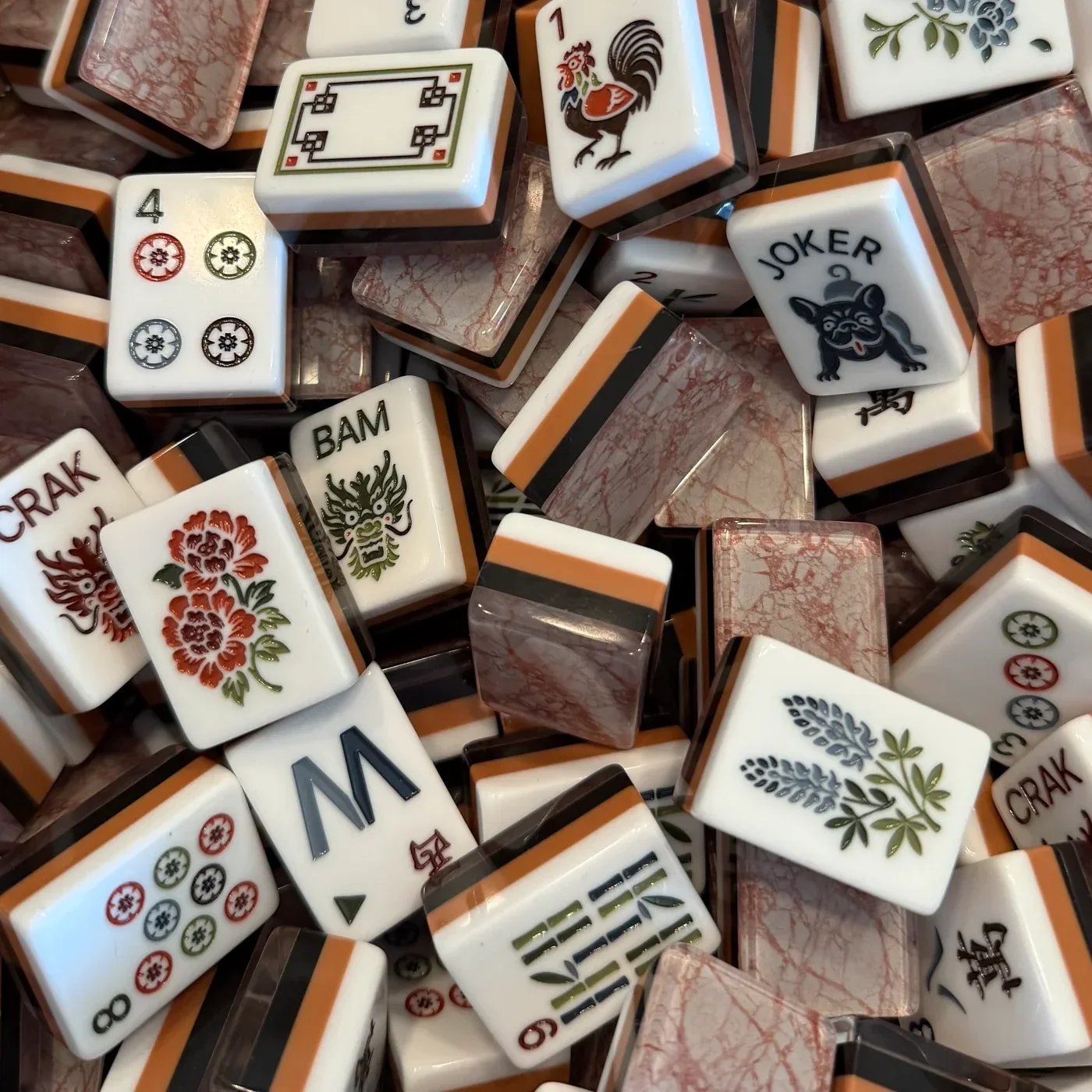 Luxury American-style Mahjong Set 160 Cartoon Printed Tiles Shiny Town Collection Golf Mahjong Masters Set