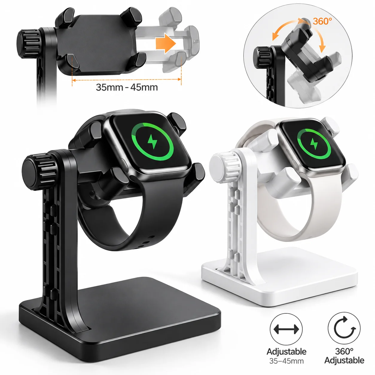 Universal Watch Charging Stand Rotatable Adjustable Charger Holder Cable Management Anti Slip Wireless Charger Dock