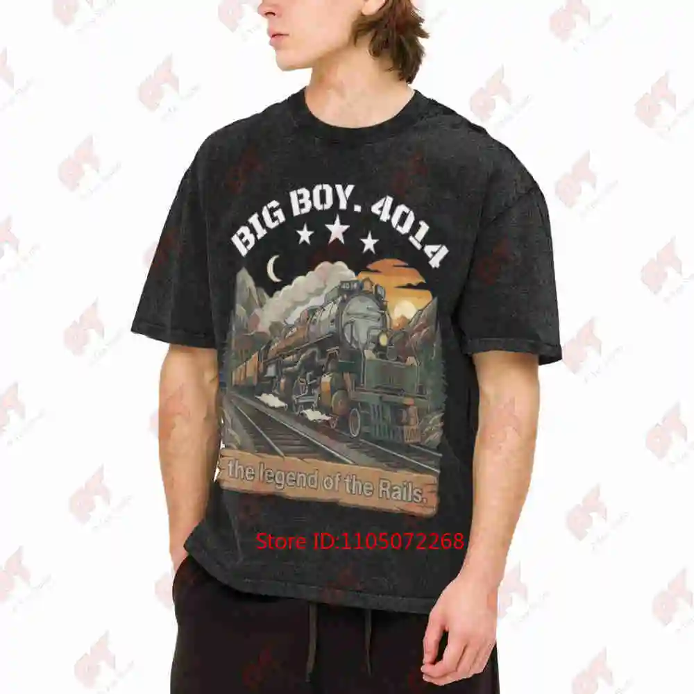 Big Boy 4014 Steam Engine Locomotive Train Vintage Railroad Vintage Washed Tee Pure Cotton T-Shirt