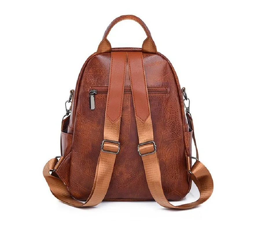 2025 New Fashion Vintage Women’s Backpack Korean Soft Leather Shoulder Bags School Bag Large Capacity Travel Backpacks Totes