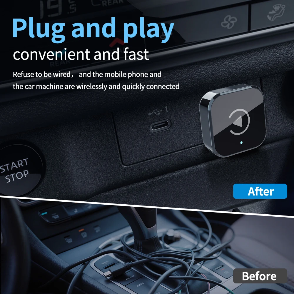 (2026 Upgraded) Wireless CarPlay Adapter for Apple iPhone & Android Small Size Plug and Play Fast and Stable Connection Wireless