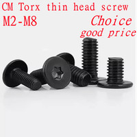 5/10/50pcs CM thin screw M2 M2.5 M3 M4 M5 M6 M8 304 A2 Stainless Steel With Black Torx Six-Lobe Ultra Thin Flat Wafer Head Screw