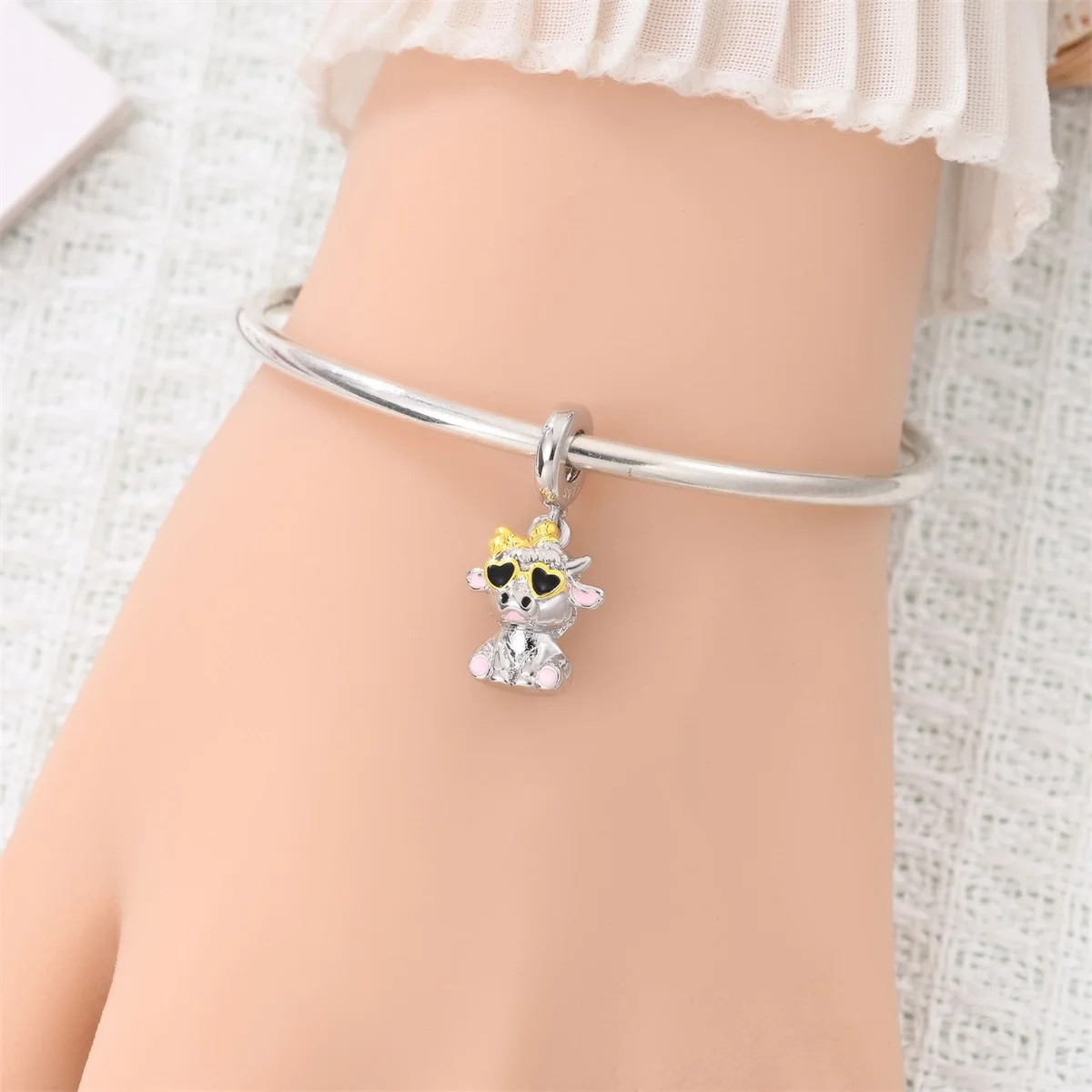 Original 925 Sterling Silver Axe Cross Evil Eye Cat Cow Beads Fit Bag Charms Bracelet Jewelry Gifts for Women - view 6