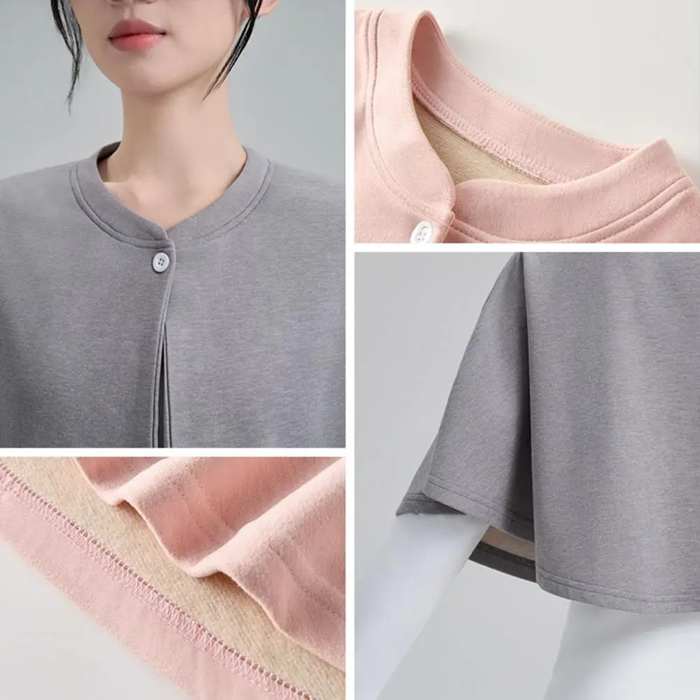 Women Windproof Shawl Round Neck Shawl Women’s Solid Color Shawl Wrap Button Closure Windproof Autumn Winter Scarf Loose Fit