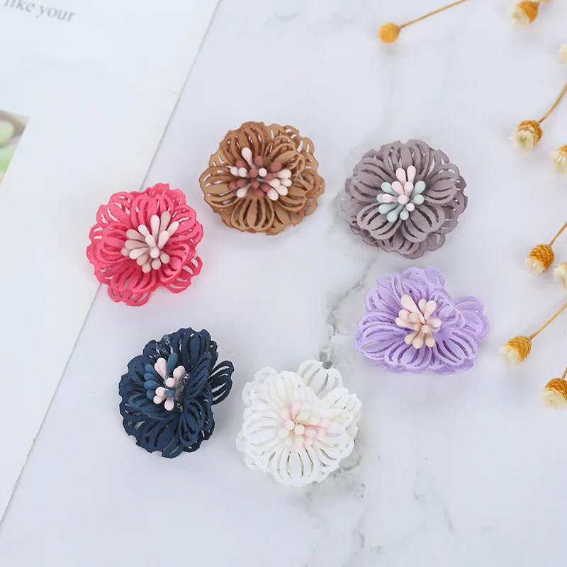 

20CM Wholesale Supply Chiffon Fabric Ballerina Flowers For Garment Boutique Eyelet Flowers For Hair Accessories