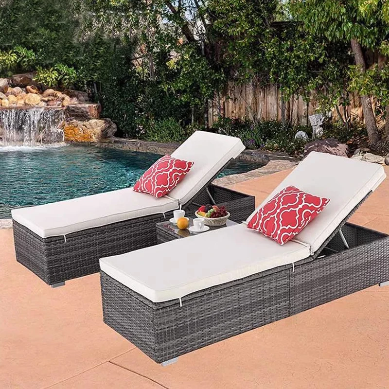 Outdoor bed recliner, waterproof and sunscreen beach villa, garden terrace, rattan woven rattan chair