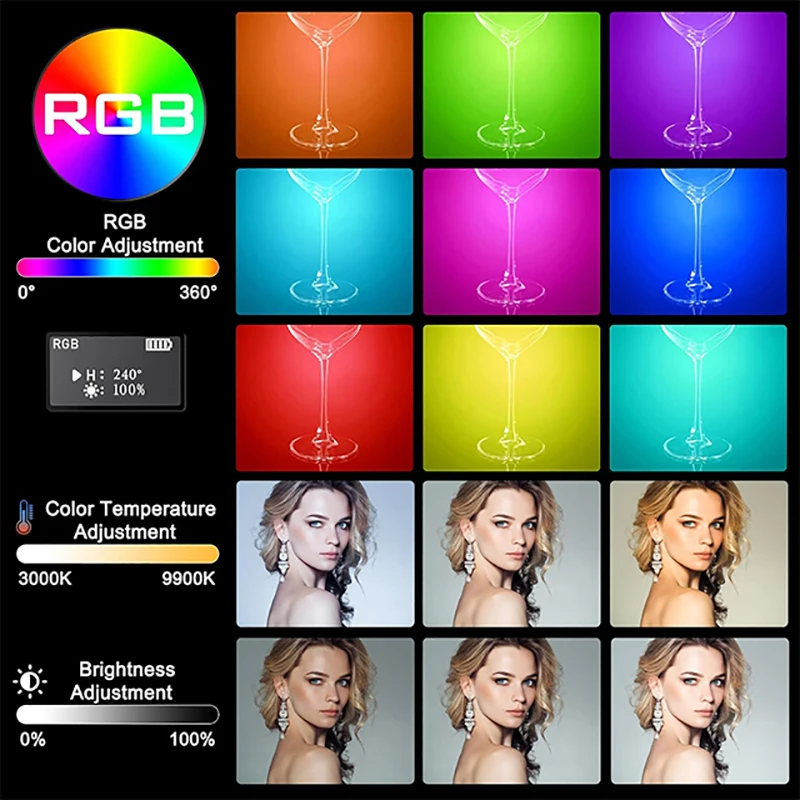 CYKE portable RGB Full color photography light Intelligent digital display fill light multi-color adjustable selfie light M16