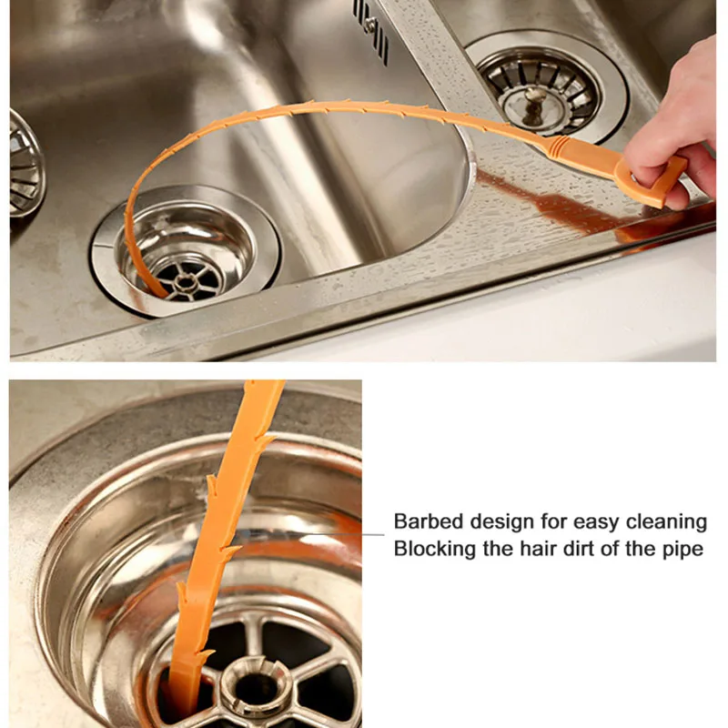 Kitchen Sink Pipe Drain Cleaner tools Bathroom Floor Hair Cleaner Sewer Filter Bathtub Cleaning Hook Tool Sewer Clog Long 51cm