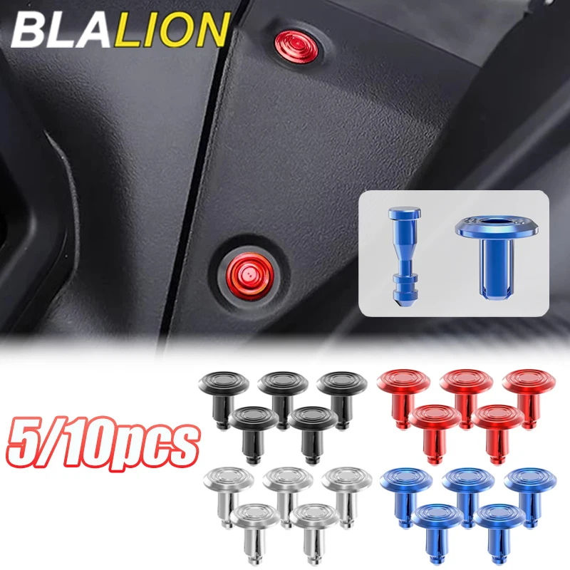 BLALION 5/10PCS 6mm Aluminum Alloy Snap Expansion Screws Bolts Moto Body Trim Panel Fastener Screw Clips Motorcycle Accessories
