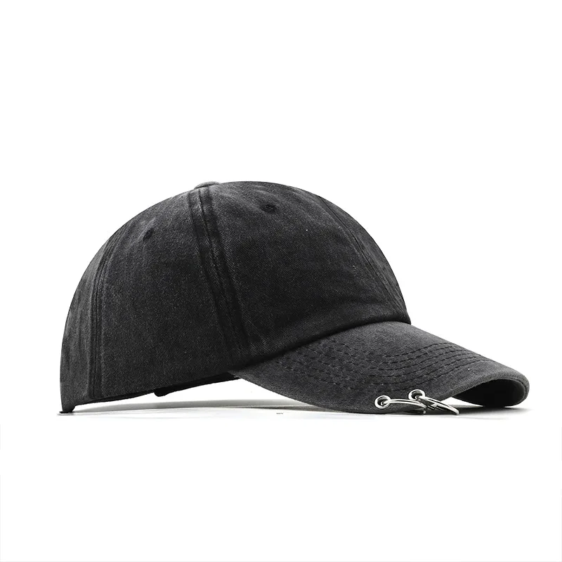 Customized Printed Logo Soft Top Washed Baseball Caps Men's And Women's Versatile Solid Color Vintage Iron Ring Duck Tongue Hats