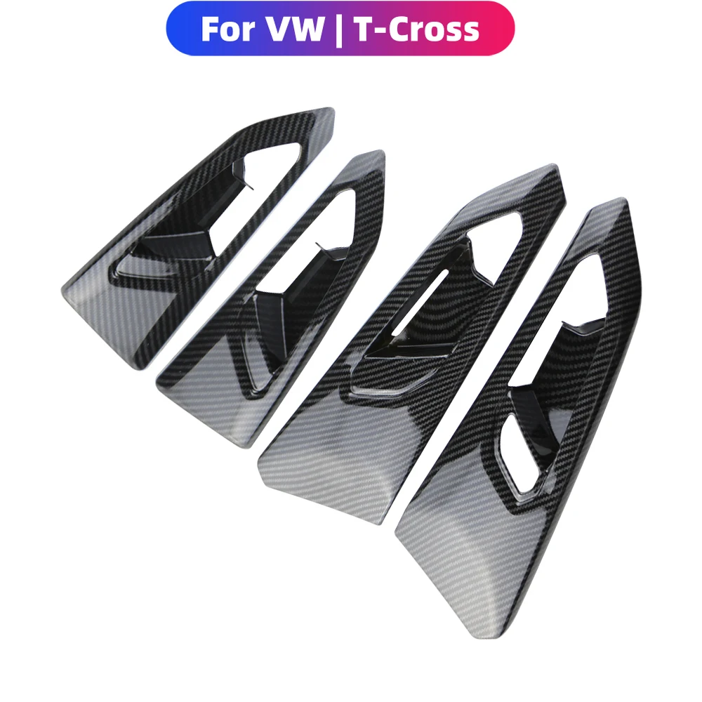 LHD Inner Door Handle Cover Sticker for VW Tcross T-cross 2018-2023 Carbon Fiber Door Panel Stickers Trim 4PCS Accessories