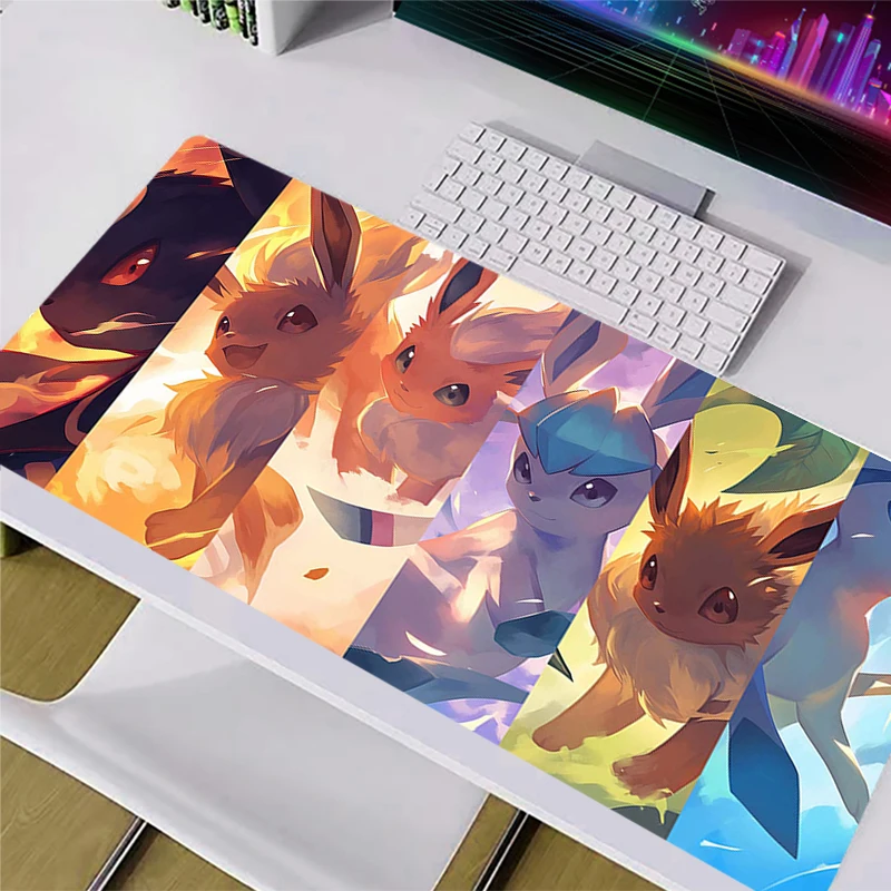 

Mouse Pad Anime Pokemon Pikachu Eevee Gamers Decoracion Gamer Desk Mat Mousepad XXL Gaming Accessories Varmilo Keyboard Carpet