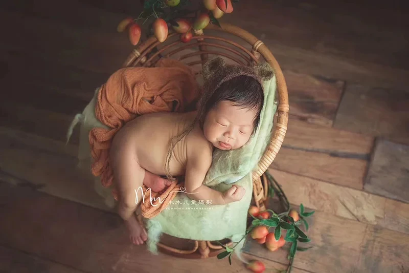 Newborn Photography Props Handmade Bamboo Basket Vintage Chair for Baby Photo Shoot Posing Sofa Boys Girls Fotografia Accessorie