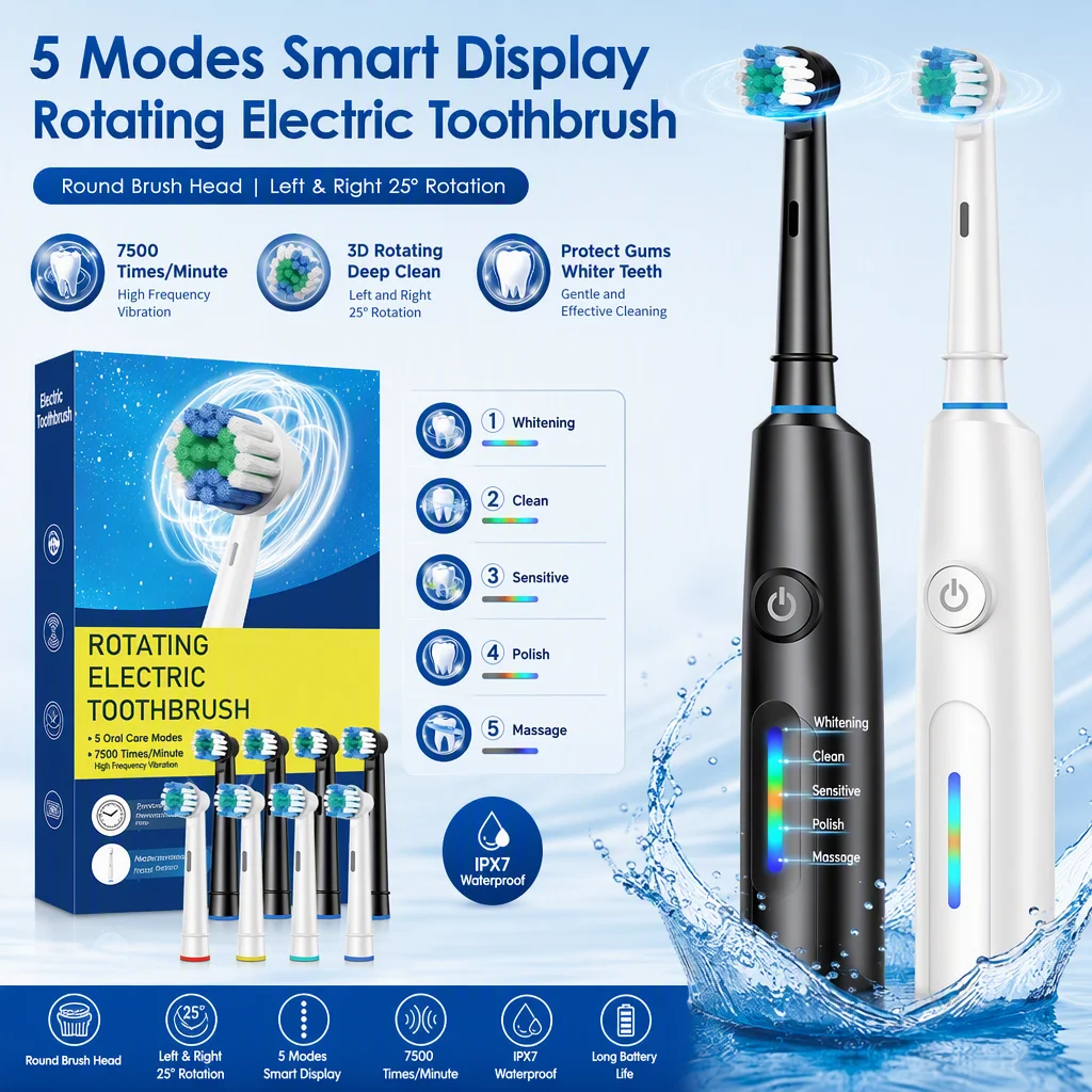 Teeth Whitening Toothbrush - Döner Elektrikli Diş Fırçası, Şarj Edilebilir