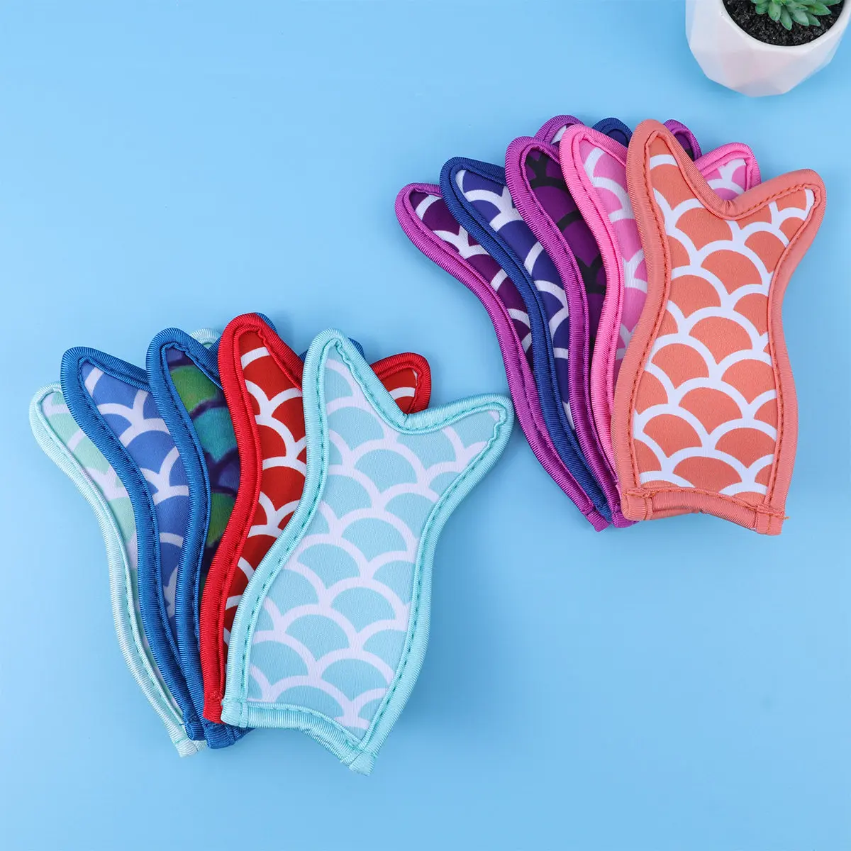 10Pcs Mermaid Ice Sleeves Reusable Freezing Insulation Ice Pop Holders for Stitched Edges Eva Polyester Material