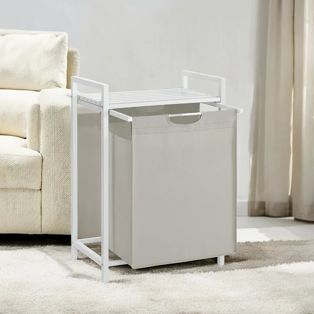

Laundry Hamper Organizer, Laundry Basket, Laundry Sorter with A Pull-Out and Removable Bag, Shelf, Laundry Bin 17.2 Gal (65 L)