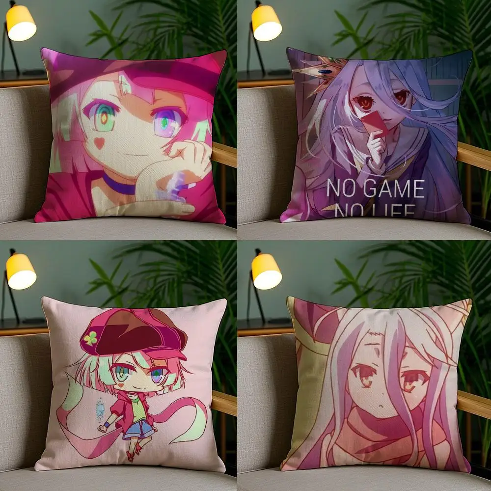 No G-game No Life Anime Pillow Case Cushion Cover Soft Washable Pillow Case Multi-Scene For Couch Bed Travel Office Use