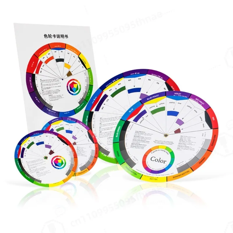 Artist Color Wheel Palette Card, Tattoo & Nail Pigment Mixing Guide Tool for Professional Color Matching Design
