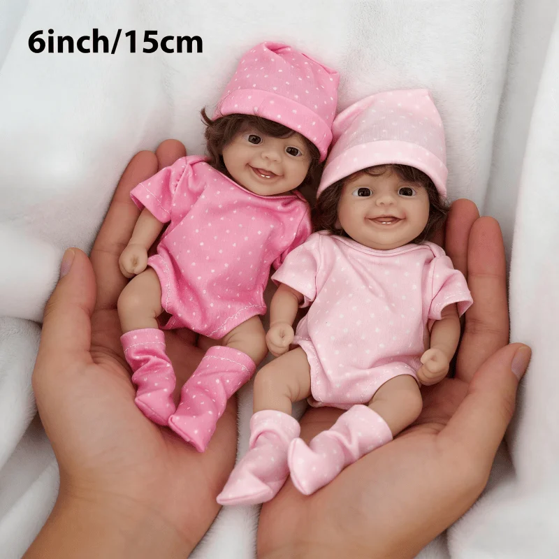 

Милая миниатюрная кукла Реборн 6 дюймов, полностью силиконовое тело, ручная работа, миниатюрные младенцы для детей, подарок на Рождество и день рождения