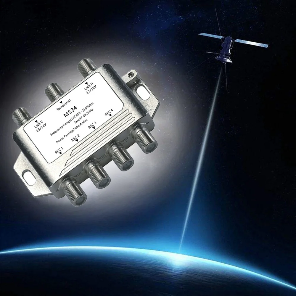 

3x4 спутниковый мультипереключатель 3 в 4 ТВ спутниковый разветвитель FTA LNB переключатель антенный кабель MS34EZ для каскадного спутникового разделения RF