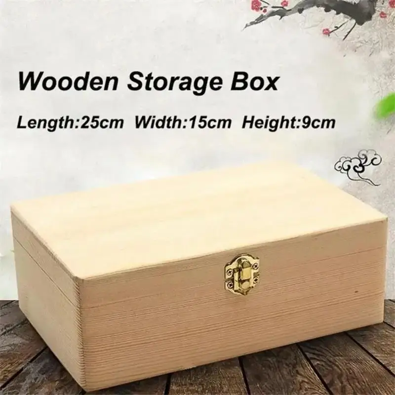 Wooden Storage Box Rectangular Flip Solid Wood Gift Handmade Craft Jewelry Case