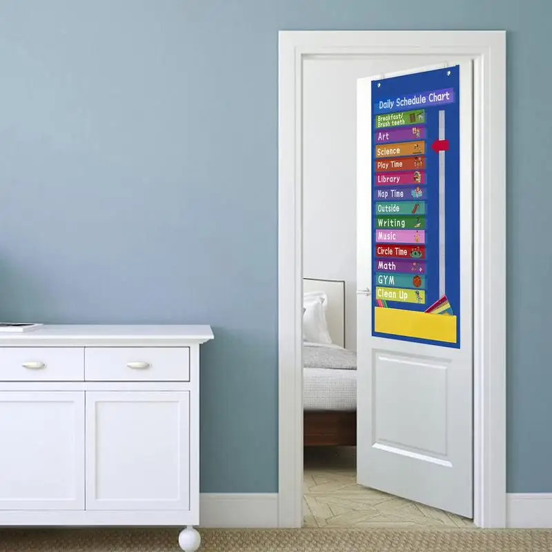 Daily Schedule Pocket Chart Blue Class Schedule Pocket Classroom Calendar Education Scheduling Chart For School Office Home