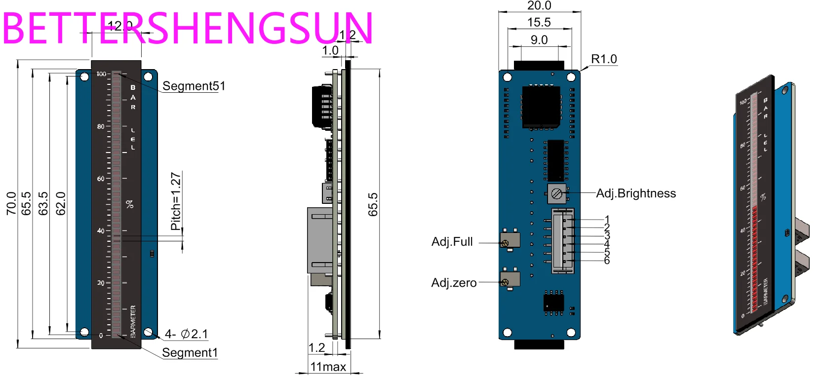 No MPU software full logic circuit drive, suitable for 51-segment LED modules in military power equipment and other fields