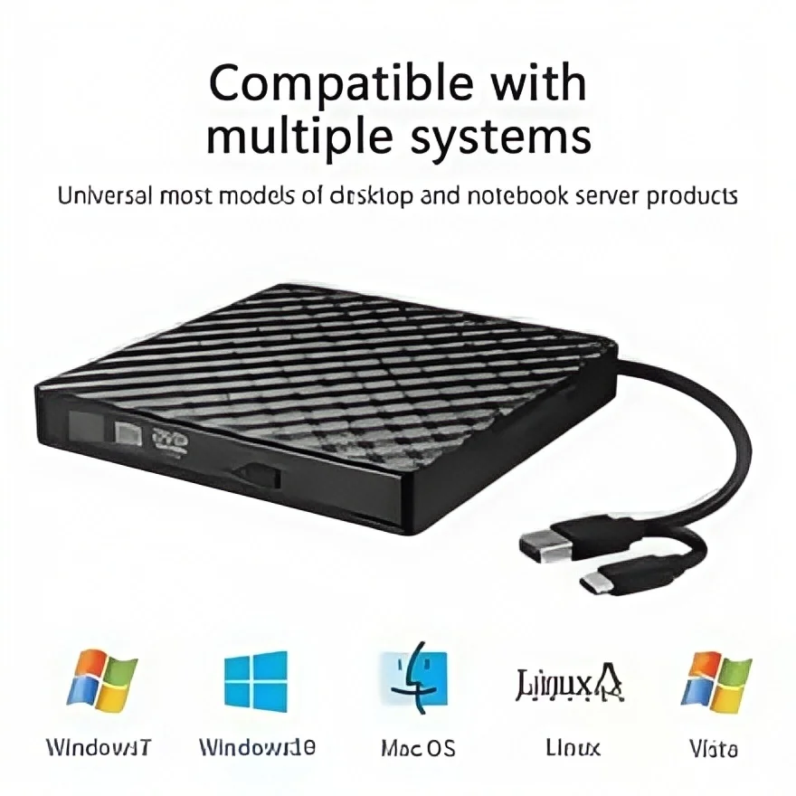 휴대용 USB-C DVD 드라이브: 초슬림 외장형 CD/DVD 버너 및 리더, 고속 쓰기 및 재생, 플러그 앤 플레이
