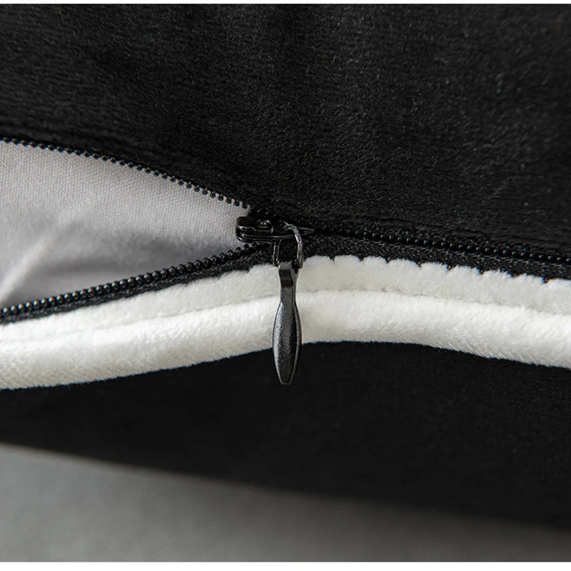 Black and White Velvet Hemming Pillowcase Simple Nordic Style Pillow Cases 60x60 Modern Light Luxury Cushions Cover