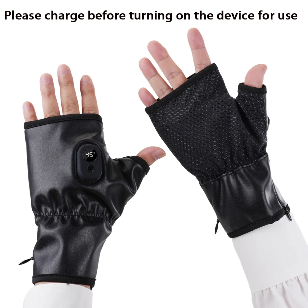 USB rechargeable heating gloves with adjustable temperature in three levels, suitable for office/outdoor portable use